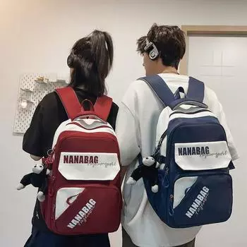 Рюкзак женский кампус письма студент средней школы школьный рюкзак большой емкости чёрный