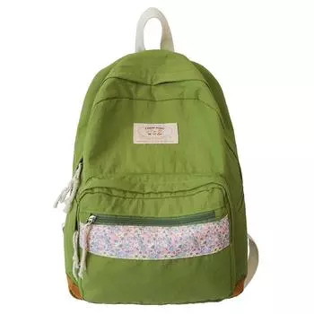 Рюкзак женский маленький цветочный лоскутный студенческий рюкзак большой емкости белый