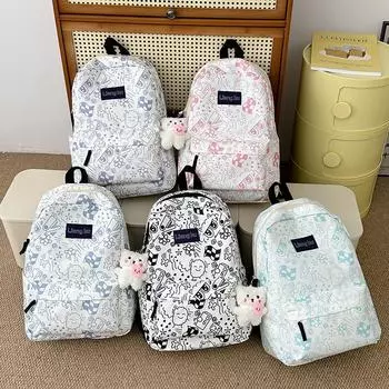 Рюкзак женский милый школьный ученик средней школы большой емкости трендовый рюкзак с рисунком из мультфильма школьный портфель для учеников начальной школы single package розовый