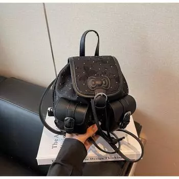 Рюкзак Женский Модный Нишевый Дизайн Студенческий Школьный Рюкзак Сумка-Ведро Премиальный Повседневный Легкий Дорожный Рюкзак чёрный