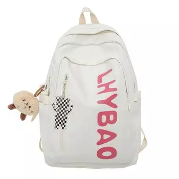 Рюкзак женский однотонный с буквами, большой емкости, школьный портфель для студентов кампуса чёрный