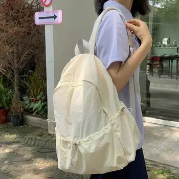 Рюкзак женский плиссированный ветрозащитный однотонный большой емкости для спорта на открытом воздухе дорожный рюкзак для студентов школьная сумка классная сумка для мужчин белый