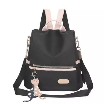 Рюкзак Женский Повседневная сумка Рюкзак Школьная мода Школьная противоугонная водонепроницаемая нейлоновая многофункциональная сумка на плечо большой вместимости для путешествий One Size чёрный