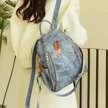 Рюкзак женский простой уличный дорожный пригородный мешок бежевый