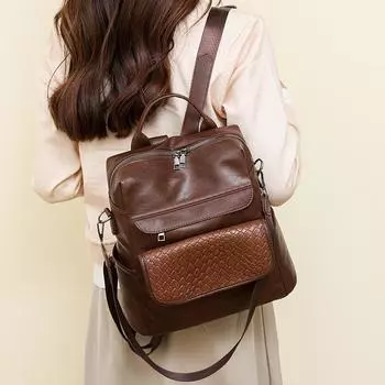 Рюкзак женский ПУ рюкзак школьная сумка дорожная сумка чёрный