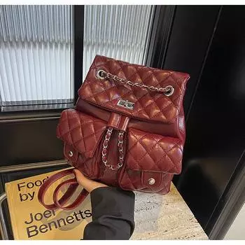 Рюкзак женский рюкзак женский 2024 новый модный дизайн Sense Travel легкий маленький ароматный цепной школьный рюкзак коричневый