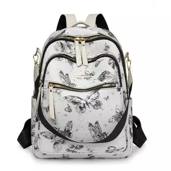 Рюкзак женский с принтом маленький рюкзак большой вместимости дорожная сумка для активного отдыха чёрный