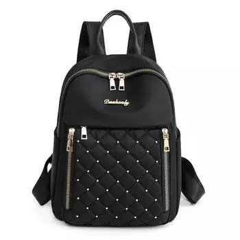 Рюкзак женский с заклепками, дорожная сумка большой вместимости чёрный