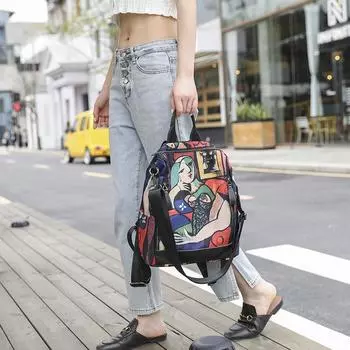 Рюкзак женский, сумка через плечо на одно плечо с принтом в этническом стиле, простой и легкий дорожный рюкзак