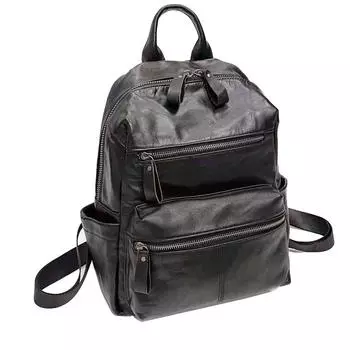 Рюкзак женский универсальный мягкий рюкзак из коровьей кожи студенческая школьная сумка дорожная сумка Tide чёрный