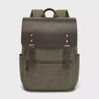 Рюкзаки для ноутбуков из вощеной парусины и кожи в стиле ретро унисекс для путешествий и школы серый