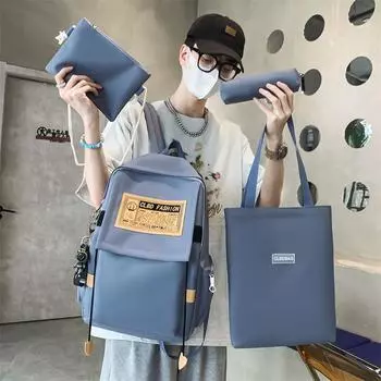 Рюкзаки для учеников начальной школы для 4-5-6 классов. Холщовые рюкзаки для девочек младших классов средней школы. Рюкзаки для учащихся средних школ. чёрный