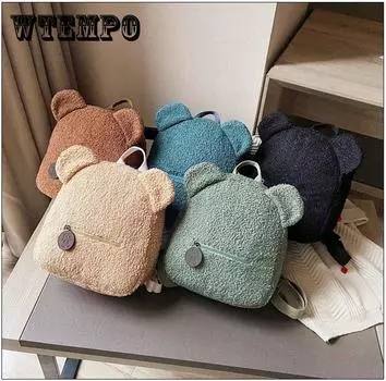 Рюкзаки с медведем, портативные детские дорожные рюкзаки для покупок, женский милый рюкзак в форме медведя на плечо чёрный