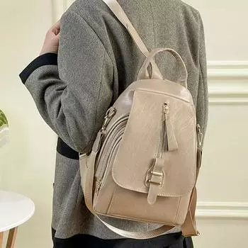 Рюкзаки женские однотонные модные трендовые повседневные дорожные сумки большая вместительная школьная сумка на плечо для девочек-подростков коричневый