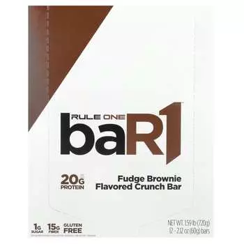 Rule One Proteins, baR1, батончик Crunch, шоколадный брауни, 12 упаковок, 60 г (2,12 унции) каждый