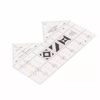 Ruler Grids 456090 Degree Double Strip Ruler Transparent Acrylic Non Slip Quarter Triangle