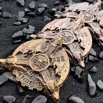 Рулетка кости Fidget Spinner Heavy Duty цинковый сплав 7-в-1 Винтажный дракон вращающийся кончик пальца гироскоп металлические кости RPG ролевые игры реквизит античная золотой