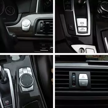 Рулевое колесо автомобиля Кнопка кондиционера Центральная кнопка управления Зажигание Запуск двигателя Чехлы Декоративная крышка Наклейка для BMW 5 серии For Warning Light