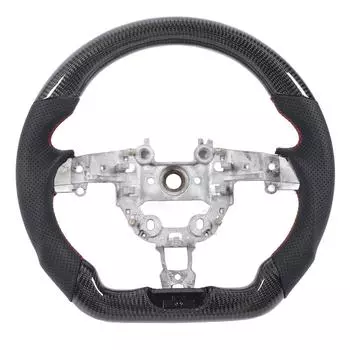 Рулевое колесо из углеродного волокна с перфорированной кожей и плоским дном, замена для рулевого колеса из углеродного волокна Stinger 2018–2024 гг. чёрный