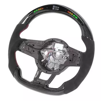 Рулевое колесо из углеродного волокна со светодиодными фонарями переключения передач, гоночный дисплей, замша, подходит для MK7/MK7.5 1320 чёрный
