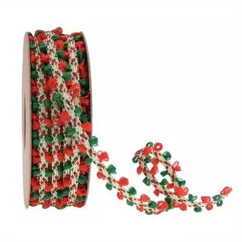 Рулон цветочной ленты с красными и зелеными ушками, рождественский меховой шарик, подарочная лента для упаковки торта в коробку