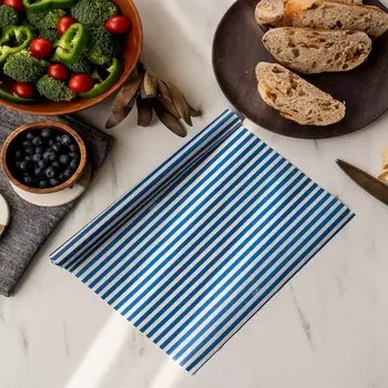 Рулон обертки из пчелиного воска NUTS Blue Stripe Beeswax Wrap Beeswax Roll Type Cut and Use Cotton Organic Cotton Многоразовый Консервация пищевых продуктов Воздухопроницаемый Долговечный