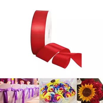 Рулон однотонной ленты 100 ярдов шириной атласная лента для цветочного букета изготовления бантов для волос День святого Валентина красный
