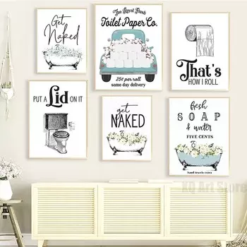 Рулон туалетной бумаги с принтом для ванной комнаты, художественный декор для дома в фермерском доме, забавный знак юмора, холст, картины, бумажные постеры, фотографии, безрамочные 21x30cm No Framed