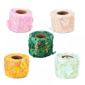 Рулон тюля 10 ярдов, вышитая блестками, цветами, сетчатая лента, декоративные аксессуары для рукоделия Beige