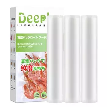 Рулон вакуумной упаковки Deeplee Ширина 28 см x 500 см x 3 шт. с разрезанной коробкой Пищевой запайщик Специальный рулон Сменный рулон Пакет для вакуумной упаковочной машины