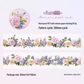 Рулон васи-ленты «Сказка о цветке мечты» - Цветочные декоративные наклейки для детских журналов