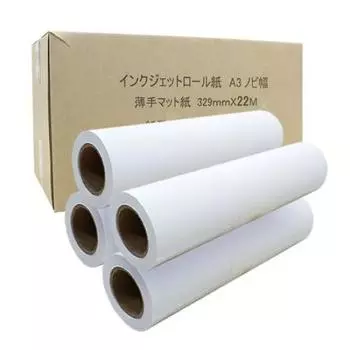 рулонная бумага mita inkjet, тонкая матовая мелованная бумага, ширина 329 мм (Ширина А3) x длина 22м, толщина 0,13мм, 4 шт.