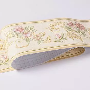 Рулонная самоклеящаяся водонепроницаемая ПВХ наклейка на стену Свежий элегантный цветочный пил-энд-стик настенный бордюр Теплая спальня Новые обои 10.5смx5м жёлтый