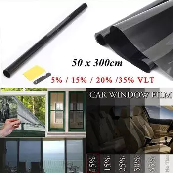 Рулонная тонировочная пленка для окон 50 см х 3 м 5% VLT черная, реклама для автомобиля, дома 1pcs