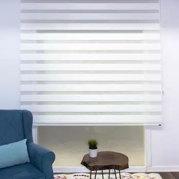 Рулонные шторы Naza, белые шторы для дневных и ночных окон, зебра, % 100, полиэстер, алюминиевый корпус