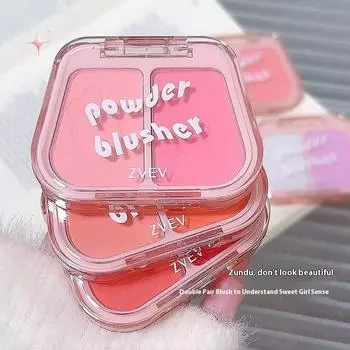 Румяна ZVEV Dual-Tone Cheek Blush — матовый финиш, естественный вид, стойкая не оставляющая следов пудра, контурирование и подчеркивание черт лица, оптовая продажа оптом #1 Soft Heart Peach