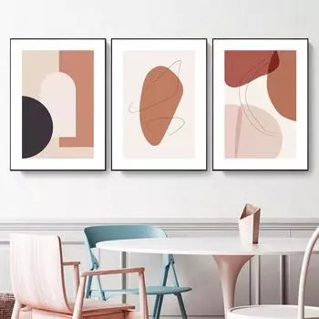 Румяно-розовый абстрактный геометрический скандинавский настенный художественный рисунок, холст, картины, постеры и принты для гостиной, дома, декоративные 21cm30cm NoFrame