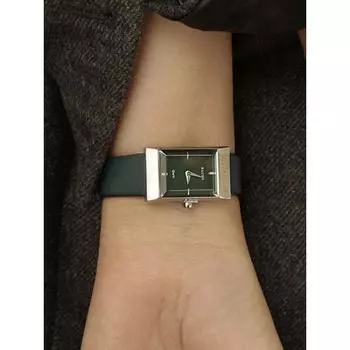 RUMTTON Женские дизайнерские часы с кожаным ремешком Grid Green Silver