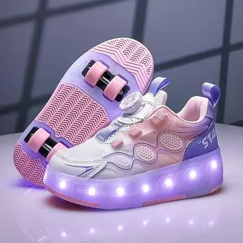 Runaway shoes boys pulley shoes 225 new women s runaway shoes four-wheel children s flashing light skates charging shoes 29