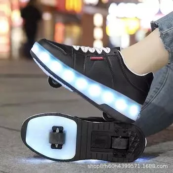 Runaway Shoes Boys Shoes Charging Double Wheel Burst Shoes Students Shoes with Lights Skates Shoes with Wheels 29