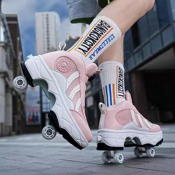 Runaway Shoes Четырехколесные роликовые коньки для школьников, детские кроссовки для мальчиков и девочек со съемными колесами 34