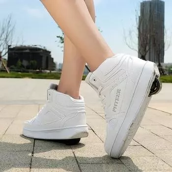 Кеды-ролики Детские Одноколесные Светящиеся Дышащие Спортивные Для Мальчиков и Девочек Ручные Колеса Съемные Двойного назначения Взрослые Раздвижные 33