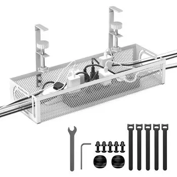 RUNELVES Кабель Провод Кабель Скрытый Кабельный Зажим Не требует сверления Может быть установлен на верхней доске Проводка Стола Хранение Принадлежностей Стола Лоток, Лоток, Стол, Сетка, белый