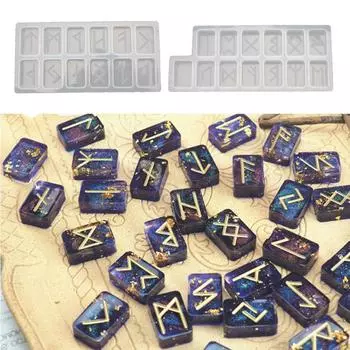 Рунические камни Форма кристаллов Викки с выгравированным алфавитом Старшего Футарка Руна викинга Ручная литьевая форма из смолы Набор Колдовство