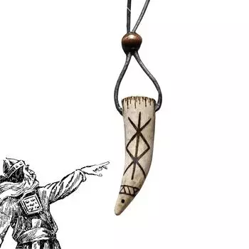 Рунический рог кулон Bindrune, скандинавский рунический кулон Bind, ожерелье для мужчин с регулируемым кожаным шнуром, подарочные подвески для мужчин и женщин One Size