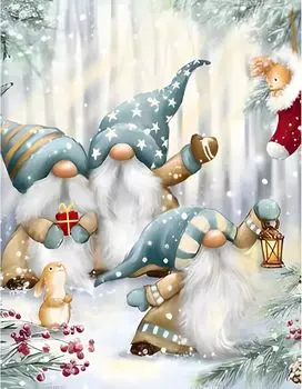 Набор для алмазной вышивки RUNJAMI Набор для вышивки алмазными бусинами Набор для самостоятельной вышивки алмазными бусинами 5D Diamond Art Круглые бусины Diamond Art На заказ Diamond Art Эскиз Снеговик 02