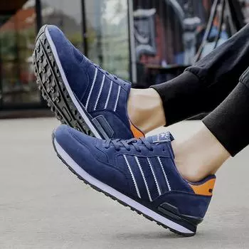 Running Shoes Athletic Shoes for Men Leather Causal Shoes Light Lace-Up Flats Breathable Sneakers Outdoors Mens Gym Shoes 38 чёрный