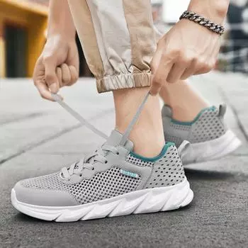 Running shoes men s shoes 2025 new summer mesh breathable casual sports shoes men s outdoor jogging shoes walking shoes 39 чёрный