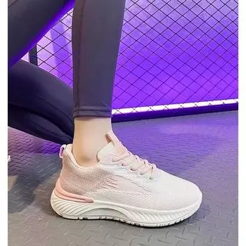 Кроссовки женские весенние новые дышащие сетчатые кроссовки легкие студенческие сетчатые летающие тканые кроссовки повседневные кроссовки с мягкой подошвой 35