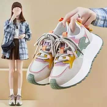 Running Sports Thick Soled Height Increasing Casual Shoes 35 зелёный